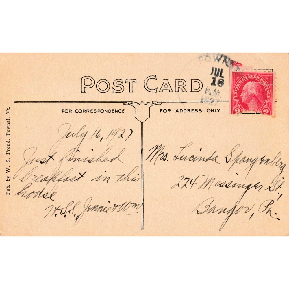 Vintage 1927 Proud's Rest Pownal Vermont RPPC Real Photo Postcard VG+ - Picture 2 of 2